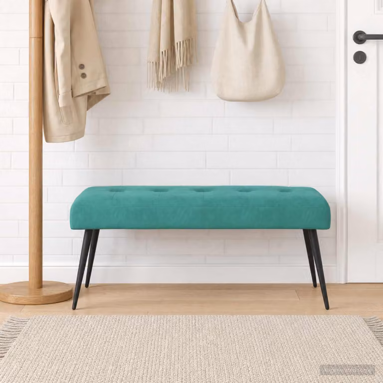 Panchina imbottita con bottoni vidaXL in velluto Turchese L: 110 cm, P: 40 cm, H: 46 cm