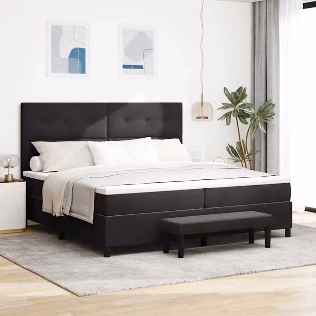 Letto a molle moderno vidaXL con testiera in velluto nero L: 200 cm, P: 200 cm, H: 203 cm – 1