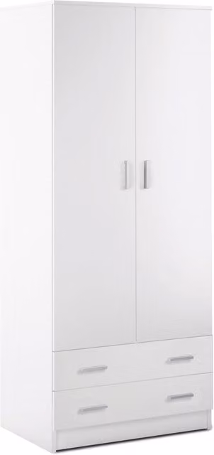 Armadio 2 Ante 2 Cassetti 77x182x52 cm Bianco Lisco