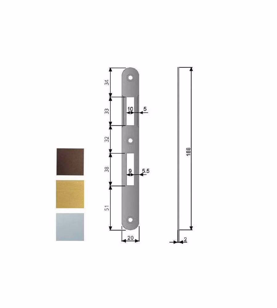 Incontro Serrature Patent Bt 8X70 Cromo Op 570 Agb