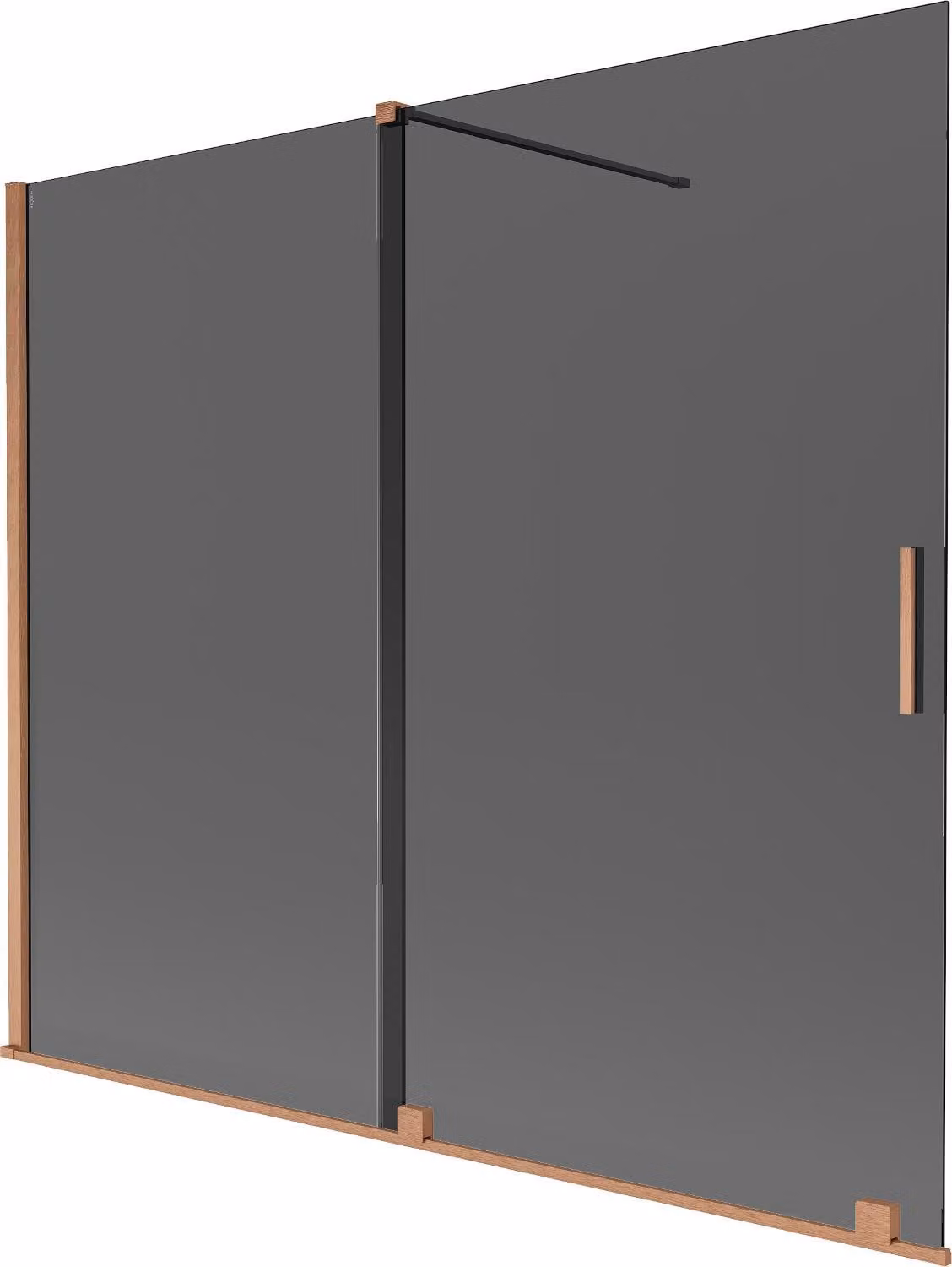 Mexen Velar paratia per vasca da bagno scorrevole a 2 ante 180 x 150 cm, grafite, rame spazzolato - 896-180-000-41-65
