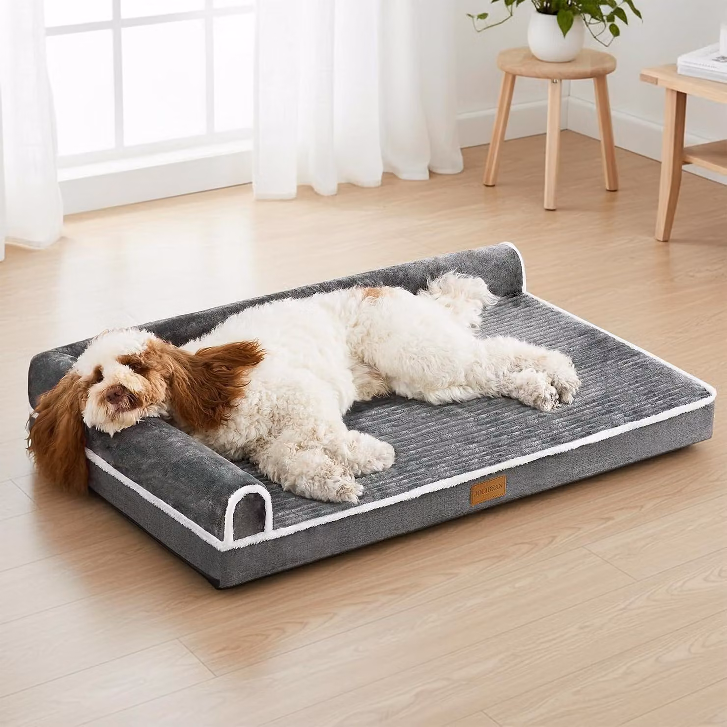 Cuccia ortopedica per cani di grandi dimensioni, 142 x 101 cm, impermeabile, morbida, calda e confortevole, a forma di L con base antiscivolo