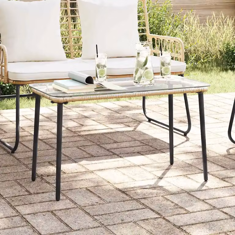 Tavolo da giardino vidaXL in polyrattan color naturale, L 80 cm x P 40 cm x H 45 cm