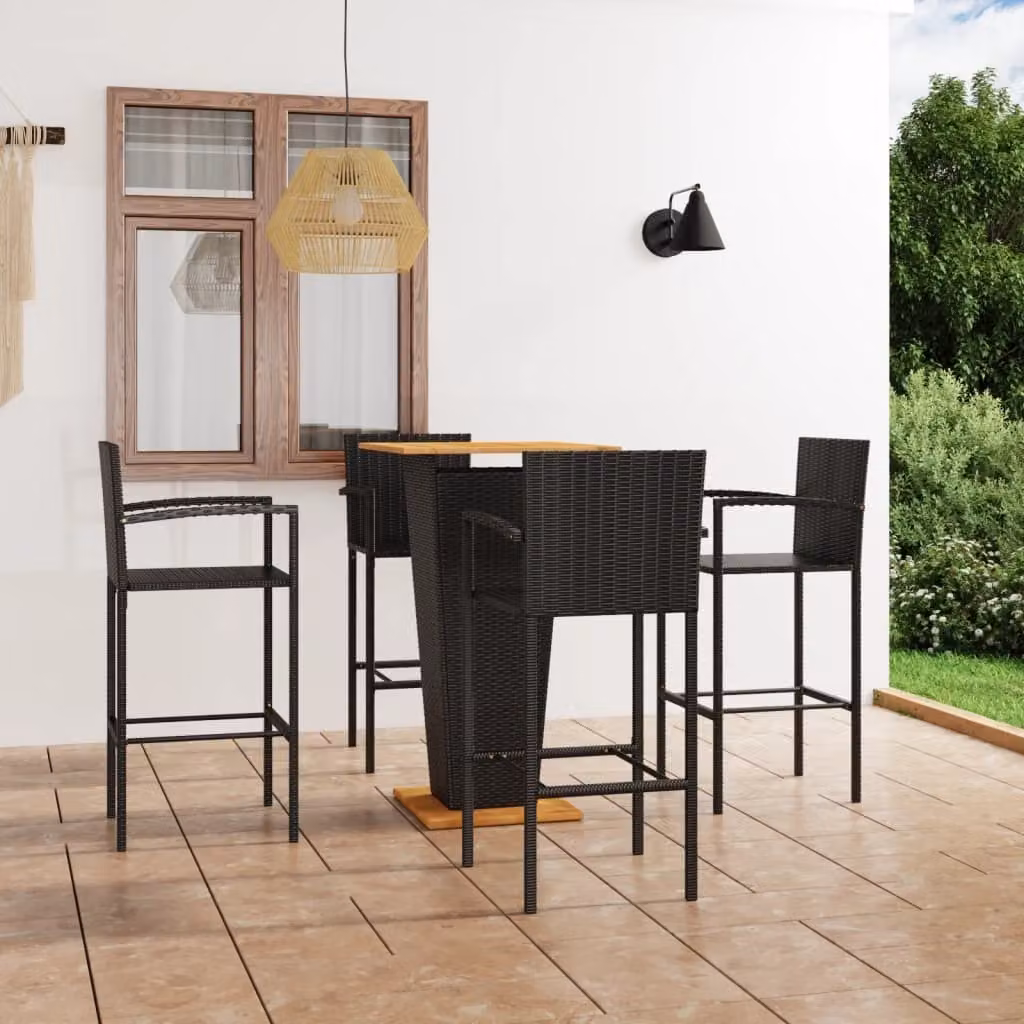 Maison Exclusive - Set da bar da giardino, 5 pezzi, nero