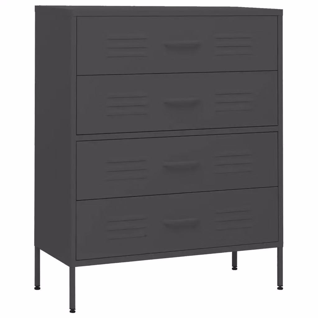 vidaXL Cassettiera Moderna in Metallo Antracite L: 80 cm, P: 35 cm, H: 101,5 cm – 2