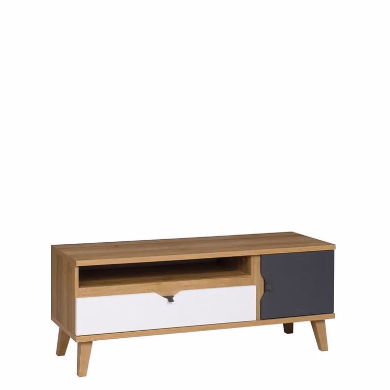 Tavolino per TV VISTA – rovere dorato / bianco / grafite