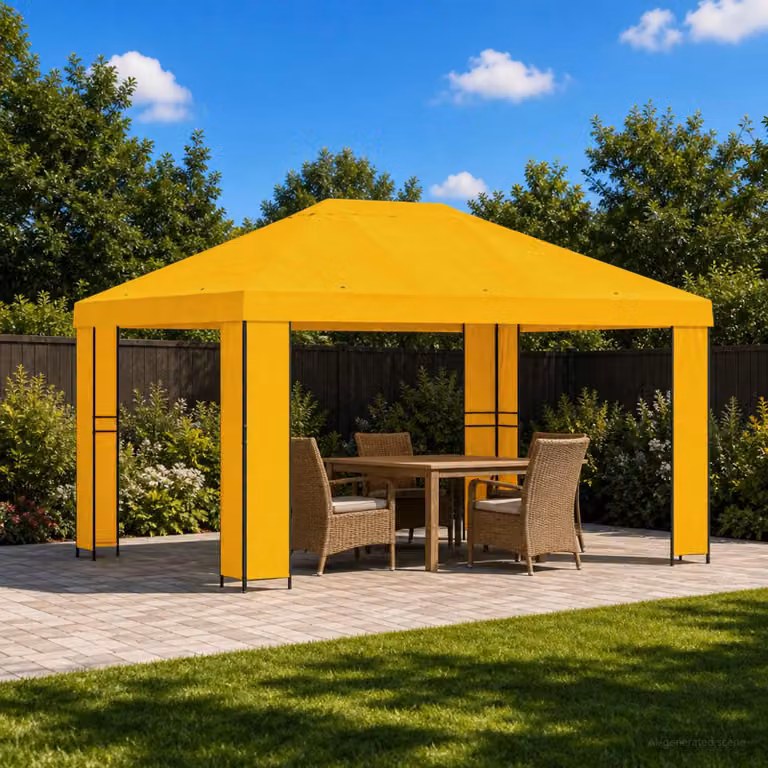 Gazebo vidaXL in acciaio galvanizzato e poliestere giallo e nero 4 x 3 m
