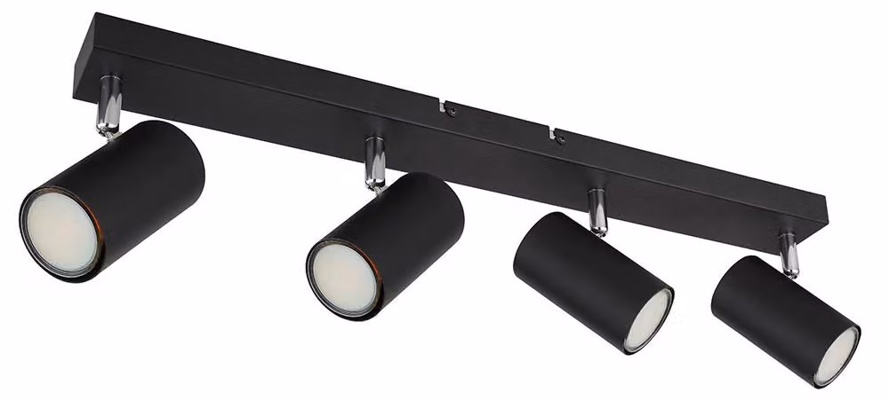 Plafoniera, nera, faretti mobili, L 56 cm
