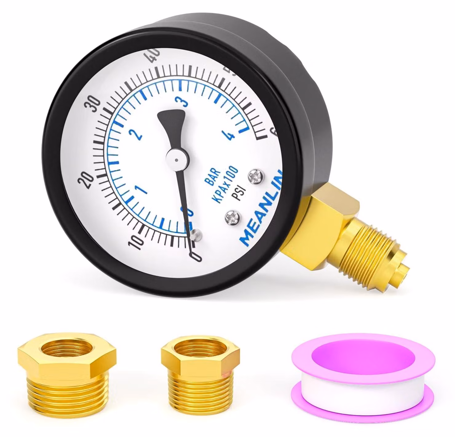 Manometro da 2 pollici, con scala da 0 a 4 bar / 60 psi, con attacco da 1/4" BSP, per pompa di alimentazione