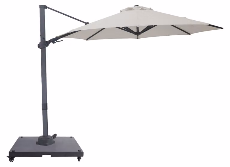 AXI Solis Ombrellone Decentrato rotondo 300x300 cm, antracite/beige | Da giardino/terrazza con struttura verniciata a polvere | Include base con