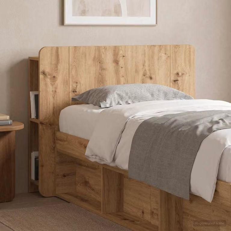 Testata del letto moderna vidaXL in legno color marrone con ripiano integrato