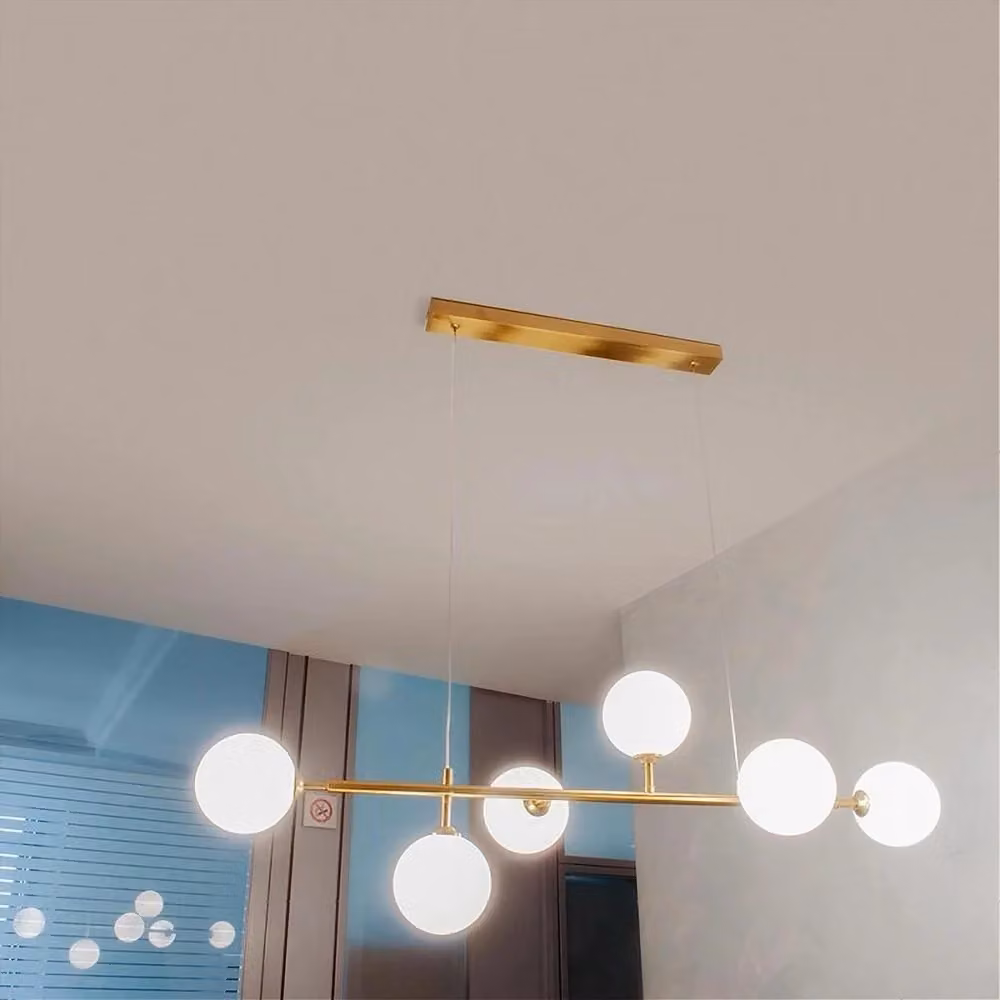 Lampadario a sospensione moderno Trade Shop con 6 sfere in vetro e metallo, attacco G9, disponibile in oro/ottone o bronzo – 2