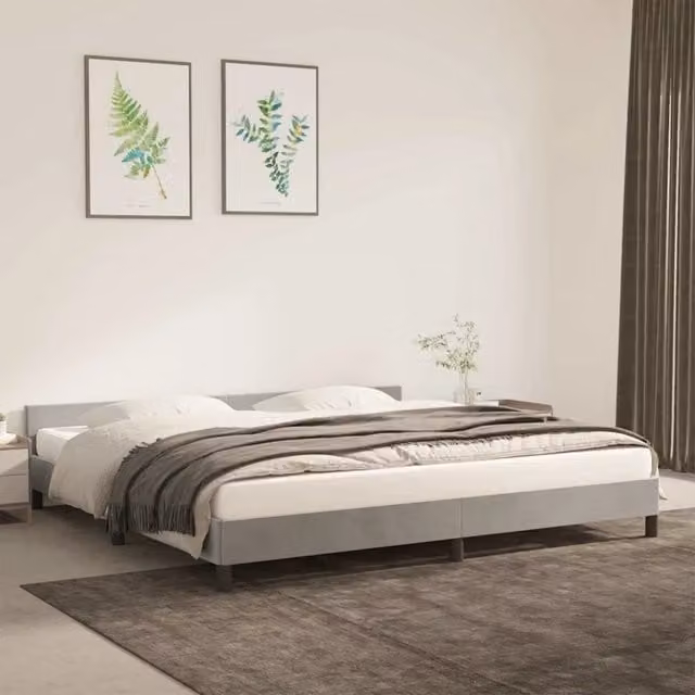 Struttura Letto Design Mania in Velluto Grigio Chiaro L/P/H: 200 x 200 cm