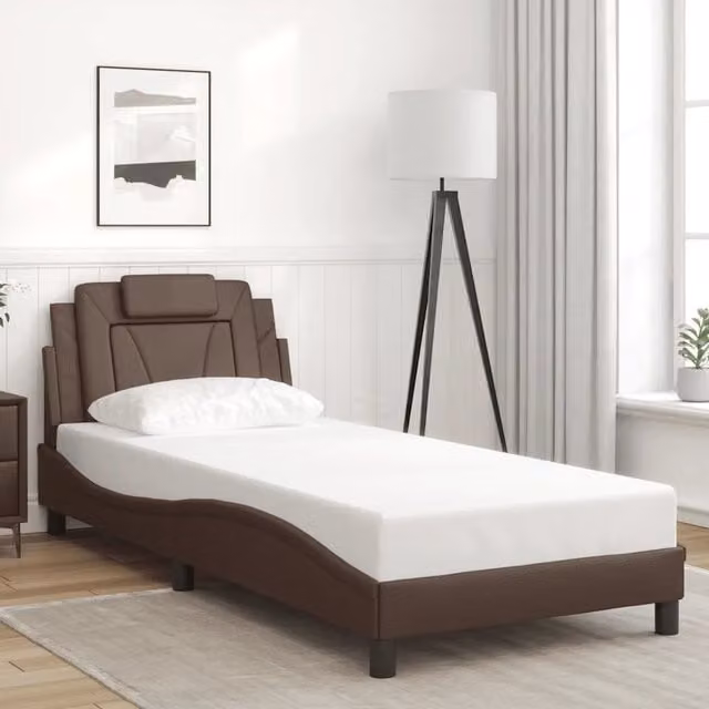 Giroletto Viana vidaXL in similpelle marrone senza materasso L 80 x P 200 cm – 1