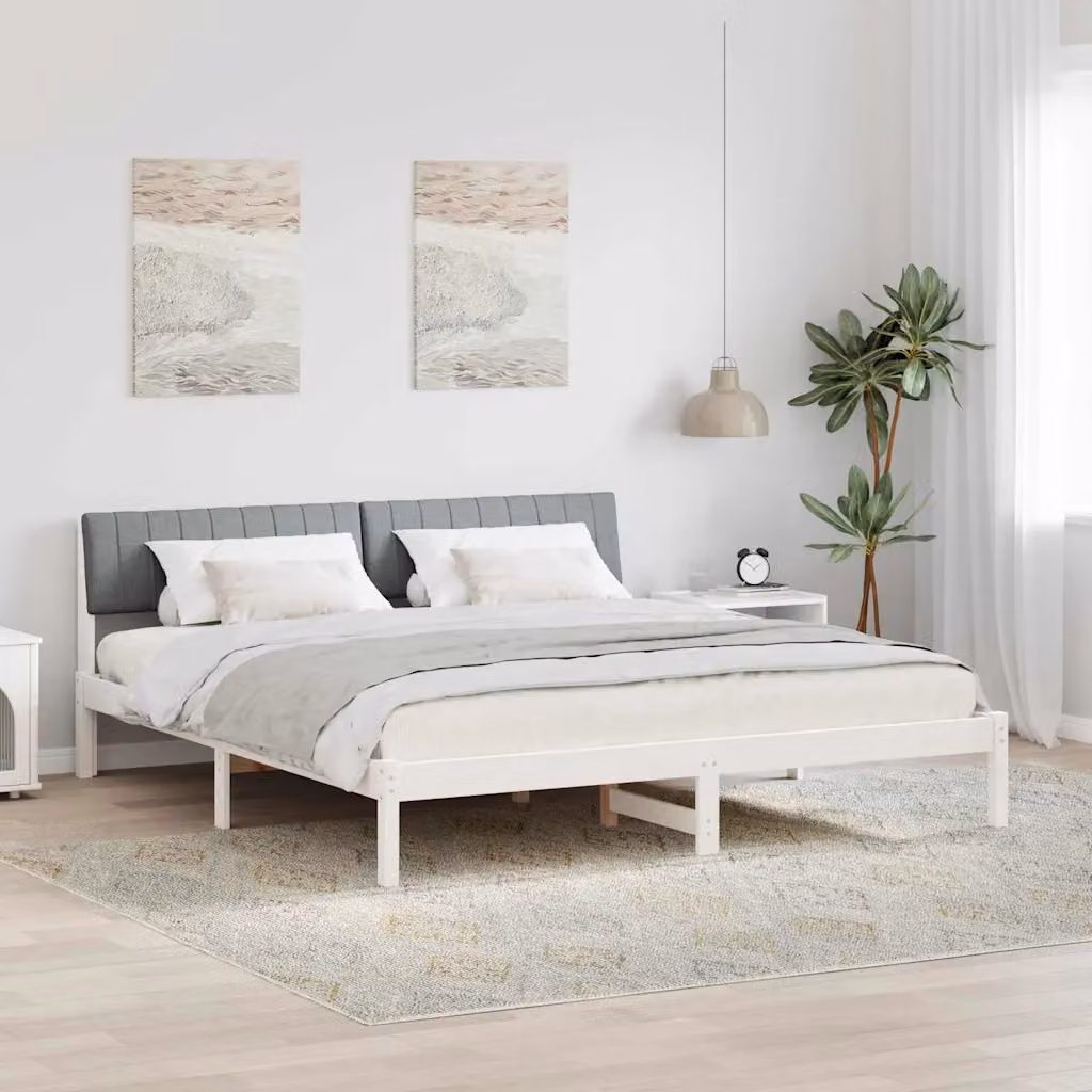 Struttura del letto minimalista vidaXL in legno di pino bianco e grigio, L/P/H: 180 x 200 x 78,5 cm – 1