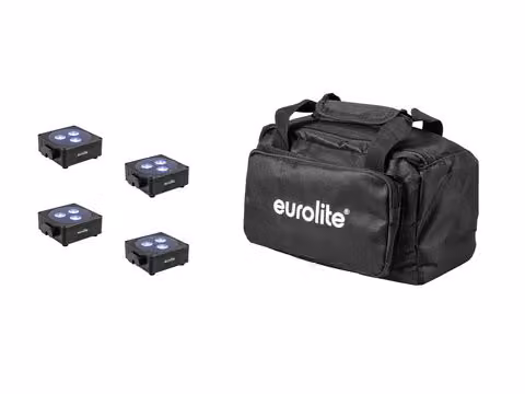 EUROLITE Set 4x AKKU Flat Light 3 sw + borsa morbida