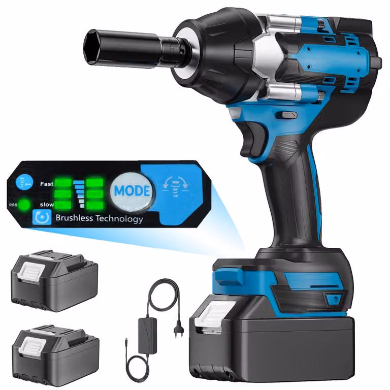 Avvitatore a impulsi, coppia 1800 N·m, selezione a 3 velocità, 2 batterie