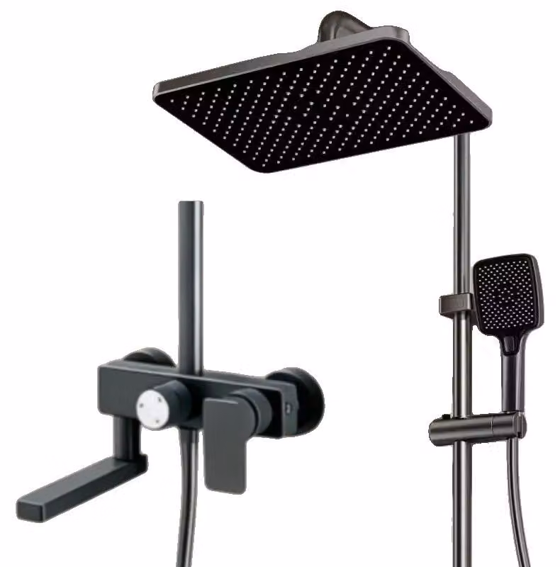 Sistema doccia, altezza regolabile, design moderno, grigio, con controllo della temperatura (acqua calda e fredda)