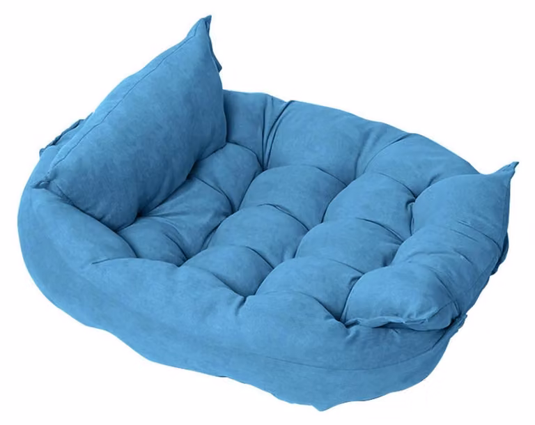 Cuccia per cani, cuccia per gatti, morbida e rotonda in peluche, cuscino a forma di ciambella confortevole, lettino morbido per animali domestici di piccole e grandi dimensioni, dimensioni L: 50x42 cm, colore azzurro cielo