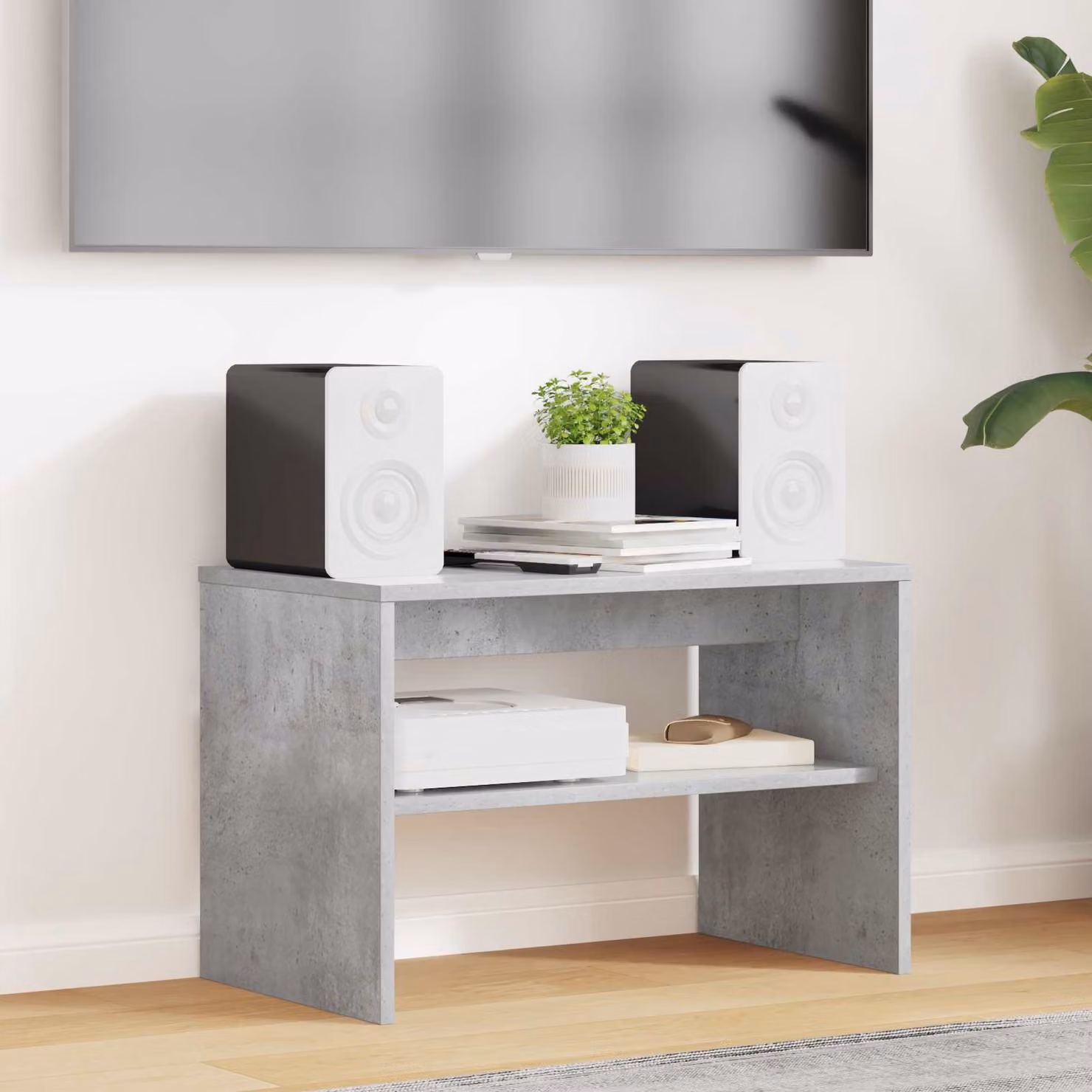 Mobile TV moderno vidaXL in legno ingegnerizzato, Grigio cemento, L 60 cm x P 35 cm x H 40 cm