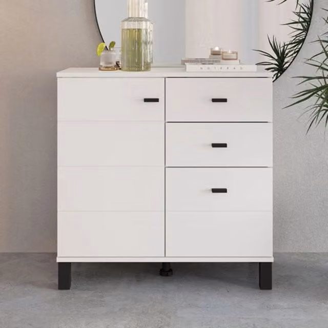 Madia Ollant DMORA con 3 cassetti, finitura bianco opaco, L: 77 cm, P: 35 cm, H: 78 cm – 1