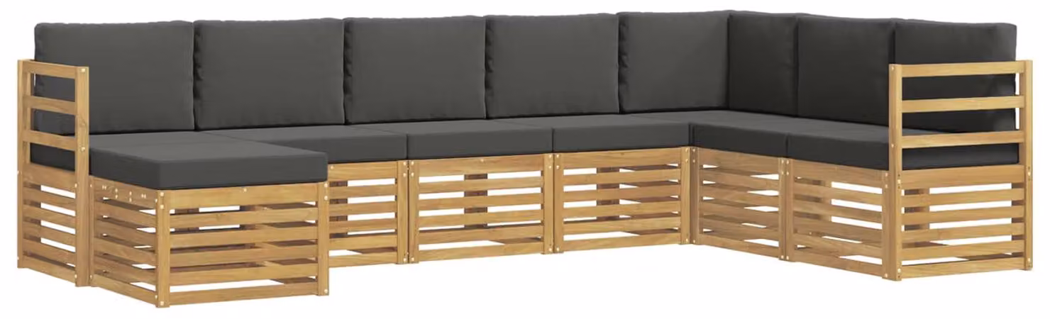 Set di divani da esterno, 8 pezzi, bianco e antracite