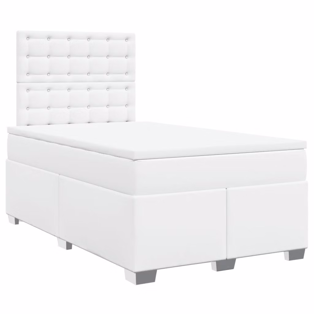 Giroletto a Molle con Materasso Bianco 120x190 cm in Pelle finta