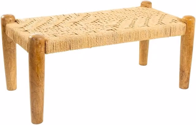 Sgabello in legno e corda marrone 90x44x35h