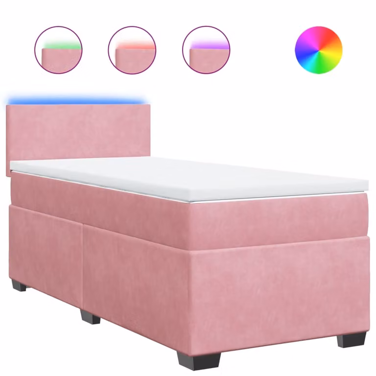 Giroletto a Molle con Materasso Rosa 80x200 cm in Velluto