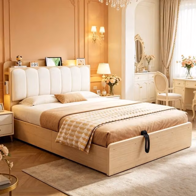 letto in legno colore legno naturale 140 x 200 cm