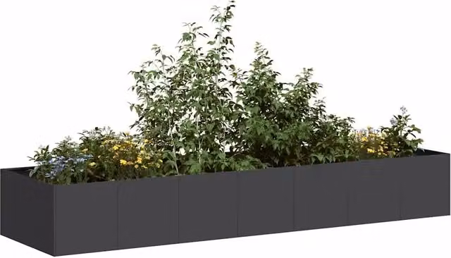 Fioriera-Vaso da Esterno-Contenitore per Piante Nera 280x80x40 cm in Acciaio