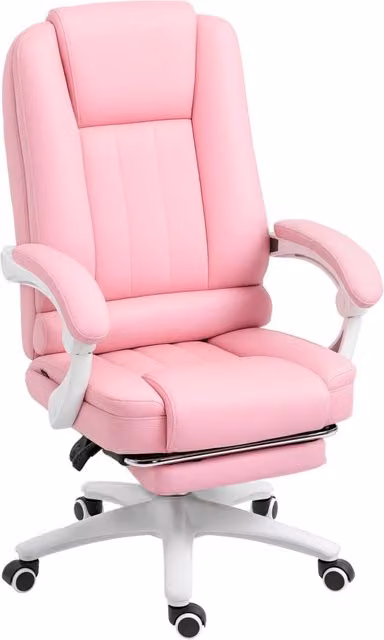 Sedia da ufficio Minimal con poggiapiedi e schienale regolabile, Rosa e Bianco