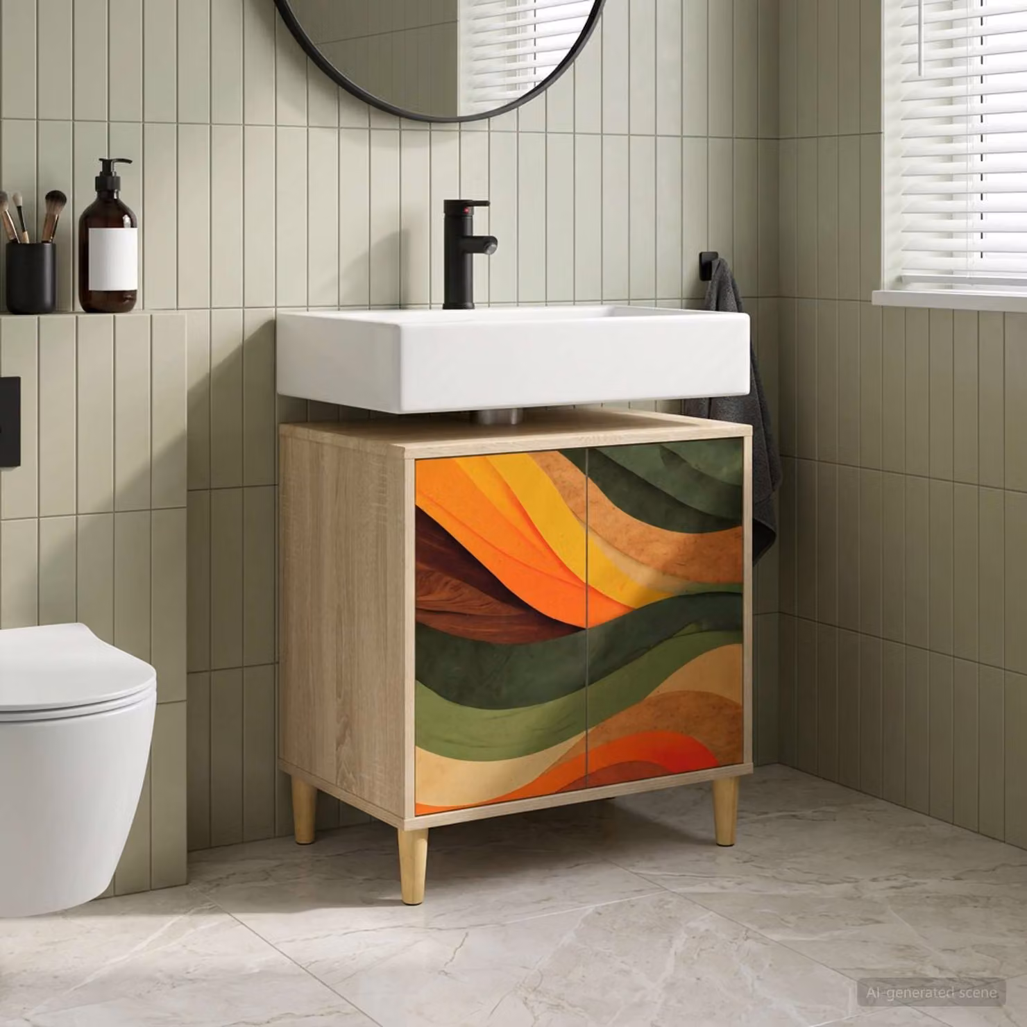 Mobile da bagno vidaXL BONN moderno in legno e MDF marrone multicolore L/P/H: 60 x 40 x 60 cm