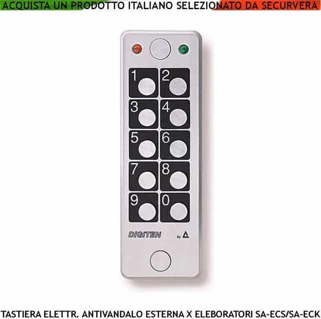 Tastiera Esterna Digitale Digiten Antivandalo in Alluminio Argento IP67 con 2 LED e 1 tasto libero per centraline KeyBit Codifica Dallas Denver