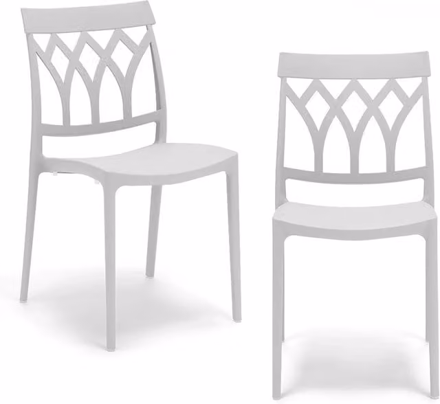 Set di 2 sedie QUEEN Redokasa in polipropilene impilabili, design moderno resistente ai raggi UV, colore Bianco