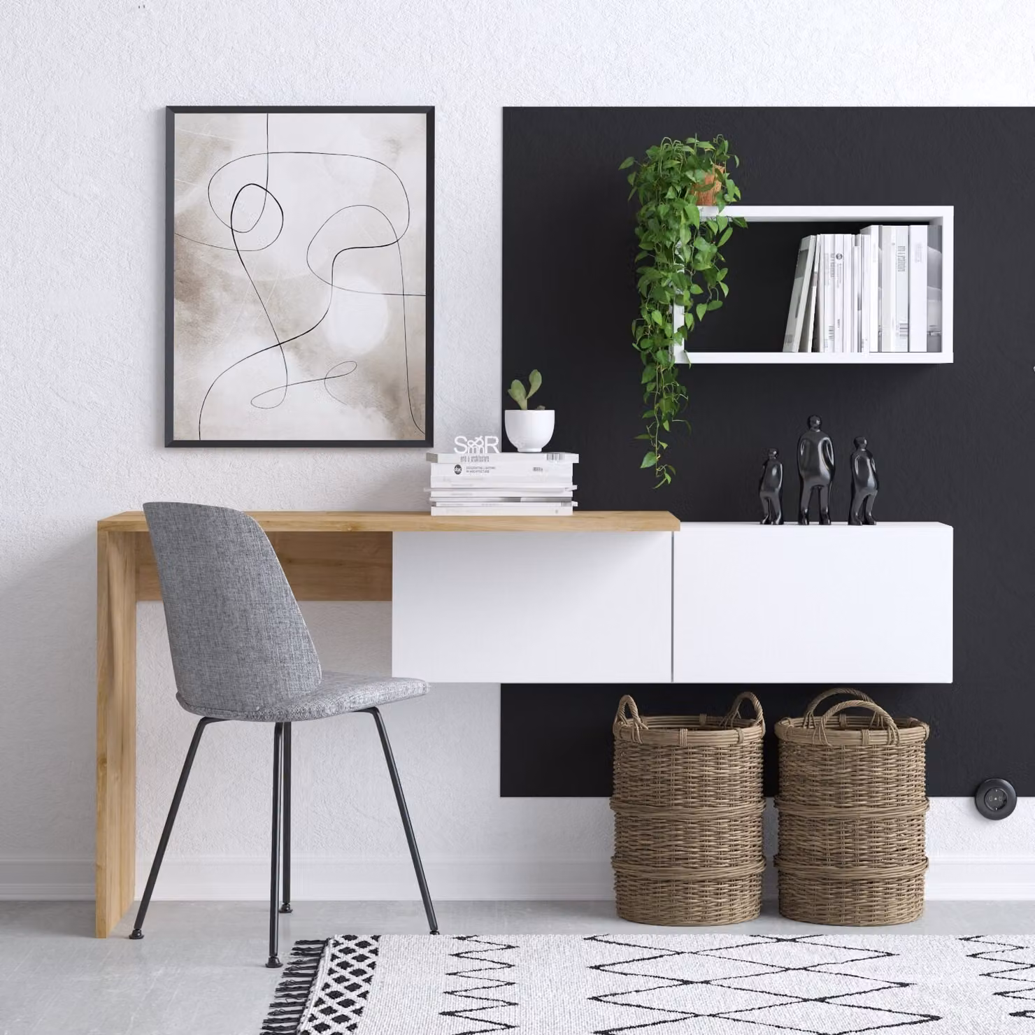 Skye Decor, Tiff, Scrivanie, Bianco, Pannello melaminico, 145 x 74 x 45 cm