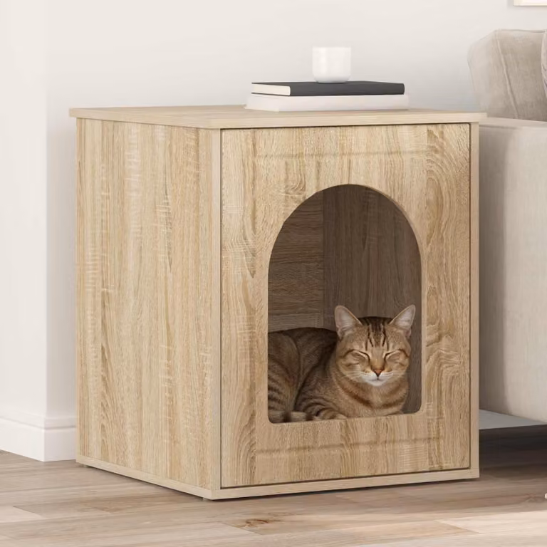 Casa per Gatti vidaXL in Legno Ingegnerizzato, Colore Marrone e Beige, L/P/H: 53 x 52 x 62 cm
