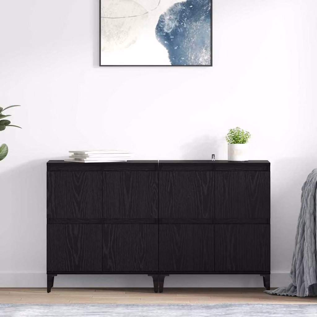 Set di 2 sideboard vidaXL in rovere nero opaco per soggiorno e cucina, L/P/H: 60 x 35 x 70 cm