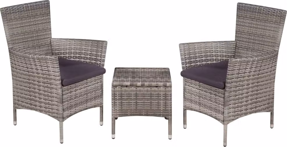 Maison Exclusive - Set da bistrot completo, composto da 3 pezzi, in rattan sintetico grigio