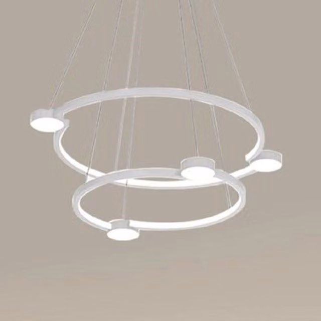 Lampadario a sospensione LED Trade Shop con 2 cerchi design moderno bianco 60W con telecomando e timer – 1