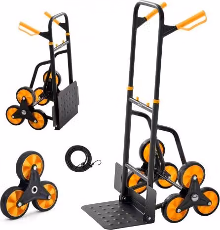 Carrello Saliscale VEVOR Pieghevole in Acciaio Nero con Maniglia Telescopica e 6 Ruote per Carichi Pesanti fino a 200 kg