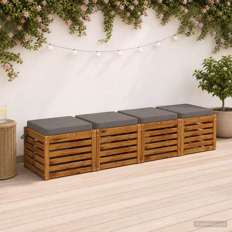 Set di 4 cuscini per sedia vidaXL in poliestere grigio con rivestimento lavabile e resistente ai raggi UV