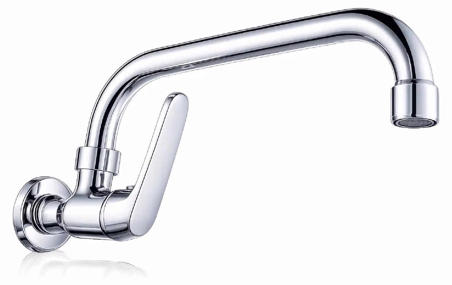 Miscelatore monocomando da parete, cromato, girevole a 360°, con bocchetta di 25 cm