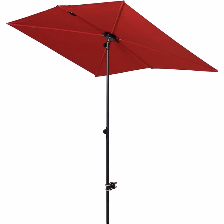 Ombrellone da patio Grand, rettangolare, pieghevole, colore rosso, dimensioni 183 x 134 cm