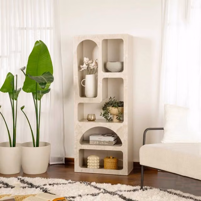 Biblioteca Arsenion, Libreria 6 Ripiani, 60x32x150h cm Beige Marmo