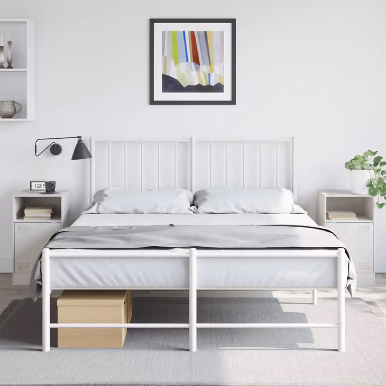 Set di 2 comodini vidaXL bianchi in metallo da appendere al muro L/P/H: 34,5 x 39 x 62 cm