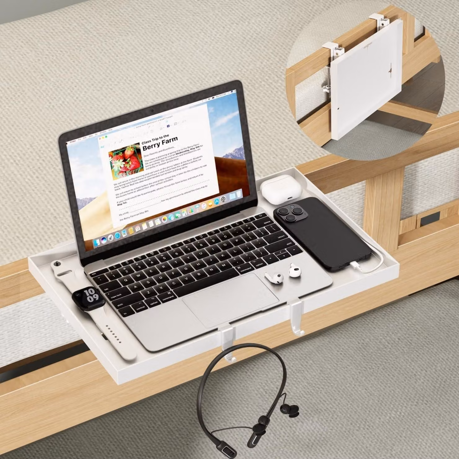 Omgoods - Tavolino pieghevole da letto