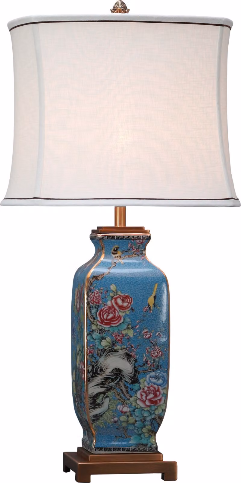 Fine Asianliving Lampada da tavolo cinese in porcellana con paralume E27 Lampada da tavolo orientale in Vetroceramica Lampade da comodino camera da letto soggiorno