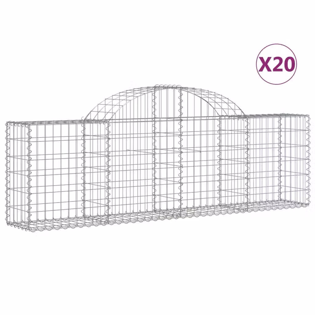 Cesti Gabbioni ad Arco 20 pz 200x30x60/80 cm Ferro Zincato