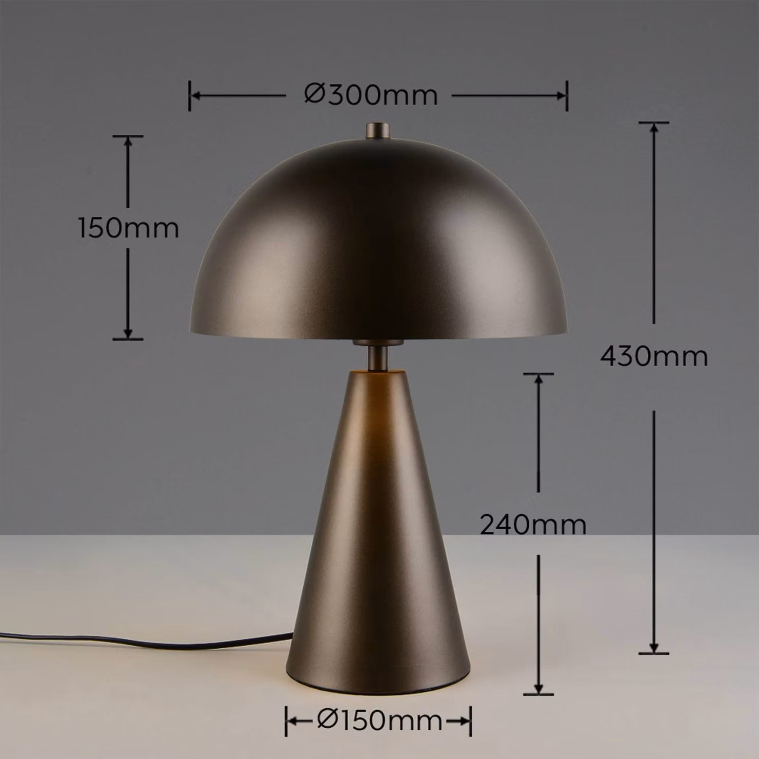 Trio Lighting Lampada da tavolo Alfie, Alluminio / Grigio / Zincato, Soggiorno / Sala da pranzo, Metallo, Lampada da tavolo